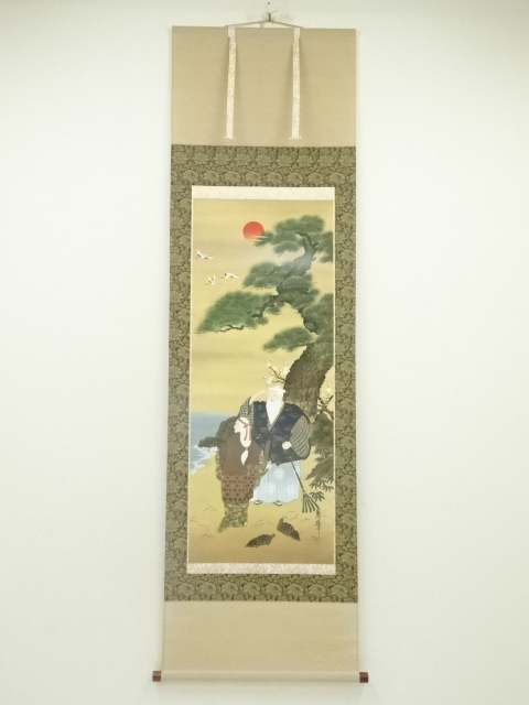 JAPANESE HANGING SCROLL / HAND PAINTED / TAKASAGO NOH PLAY 